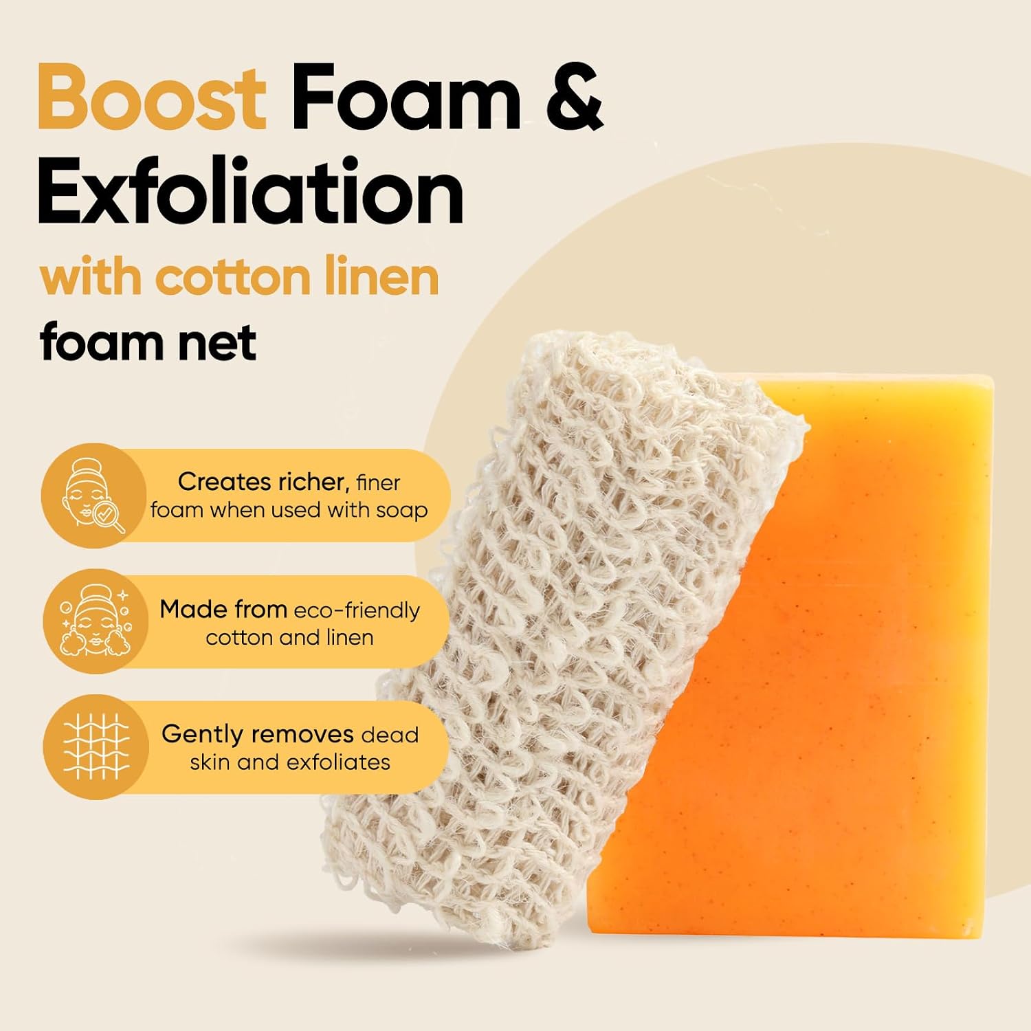 Detalle 2 de CADDISE Kojic Acid Turmeric Soap Bars, 2-Pack with Foaming Sponge, 8.5 oz