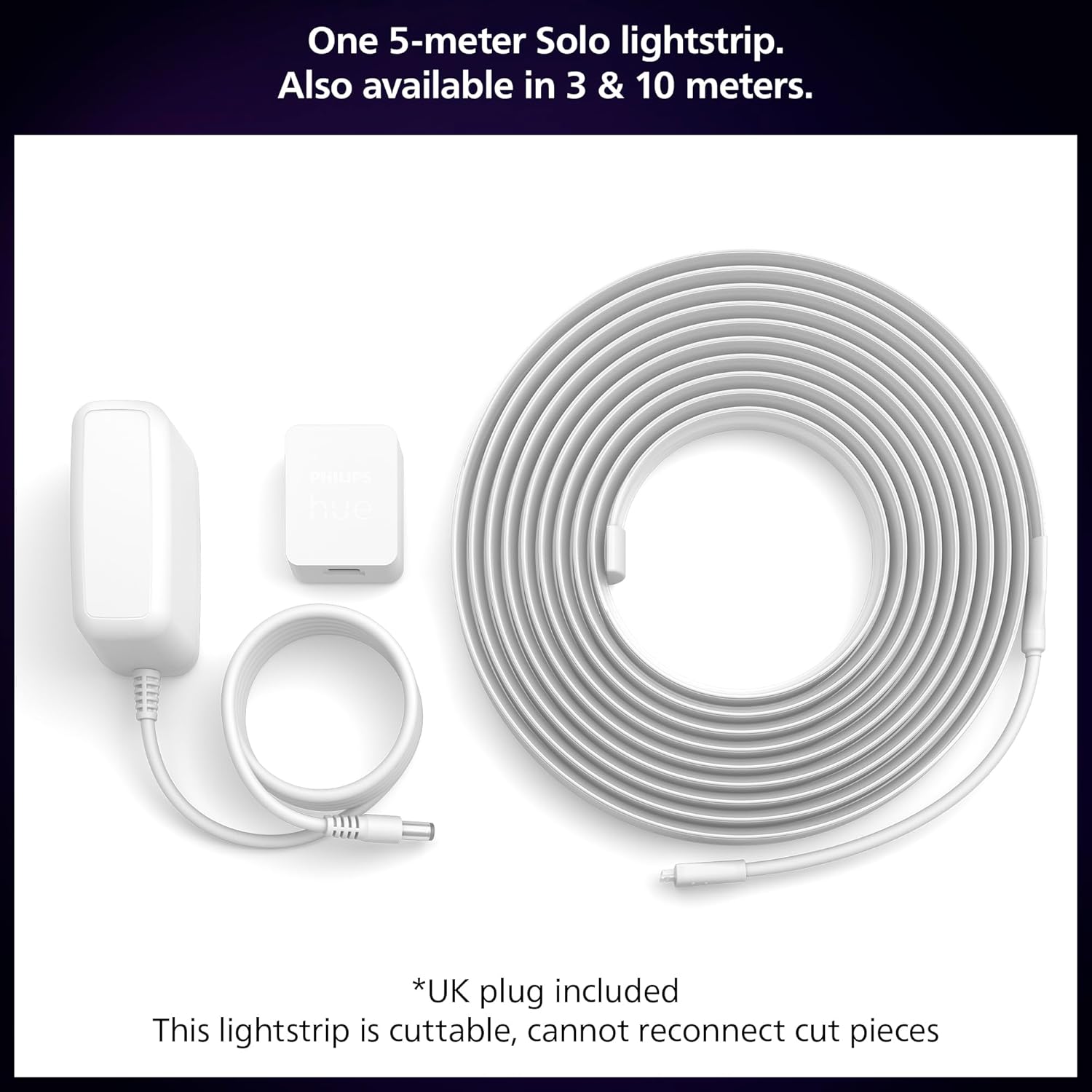Thumbnail 1 de Philips Hue Indoor 5-Metre Solo Lightstrip Base Kit