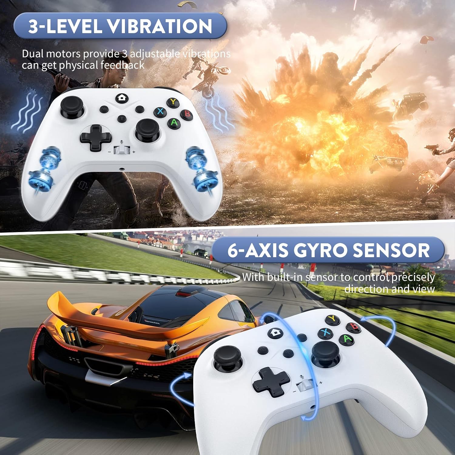 Thumbnail 4 de Dinosoo Wireless Controller für Xbox Series X|S, Xbox One und PC – 2,4-GHz, 1000mAh Akku, Turbo, Makro, 6-Achsen, Audioanschluss