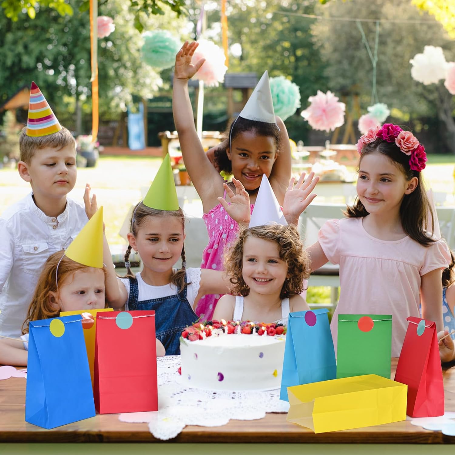 Thumbnail 6 de HAMOHTE Papiertüten Bunt – 20 bunte Kraftpapier-Geschenktüten mit 60 Aufklebern (13 × 8 × 24 cm)