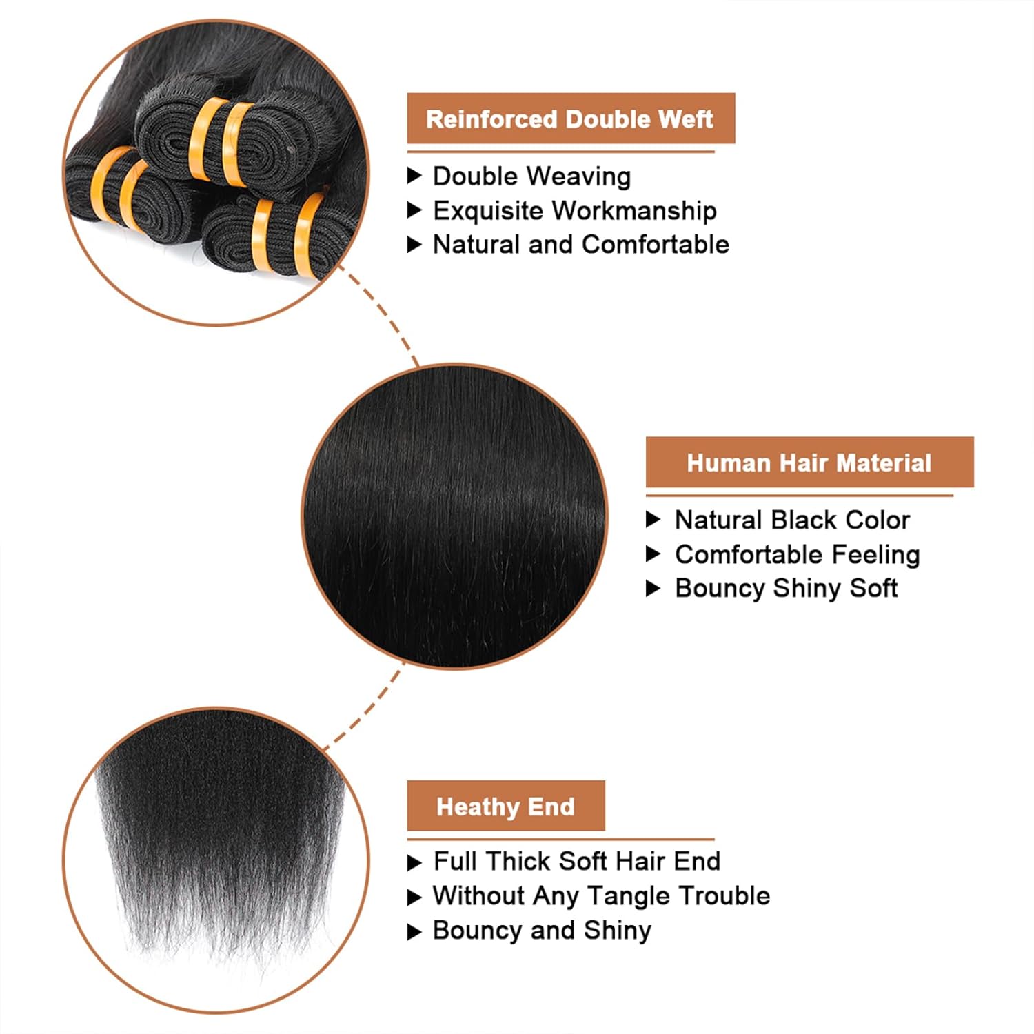 Thumbnail 2 de Missking 16A Raw Human Hair Straight Bundles (14–20) — Burmese Virgin Straight, Dyable & Restylable