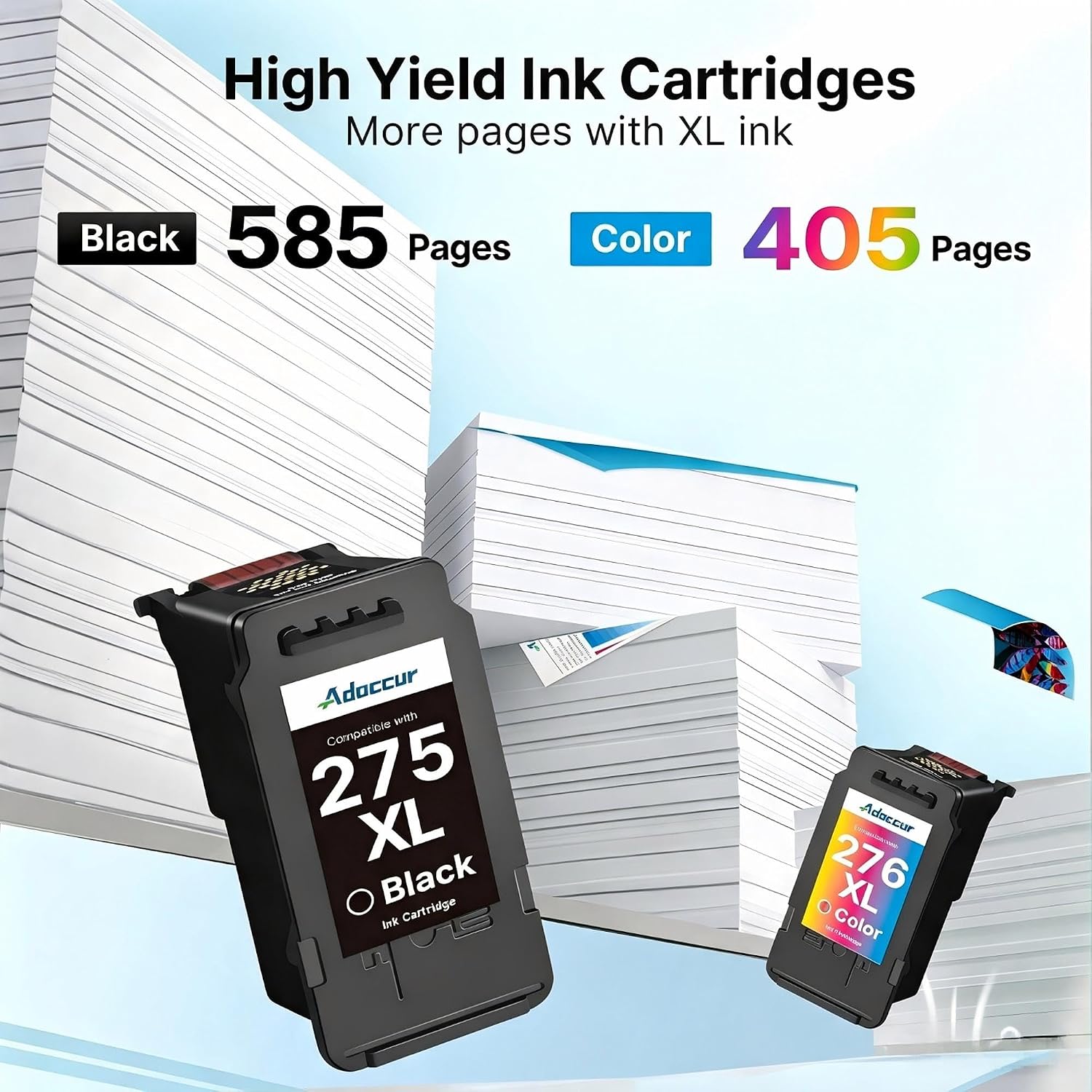 Detalle de Adoccur 275XL and 276XL Ink Cartridge Combo, High-Yield Black and Tri-Color