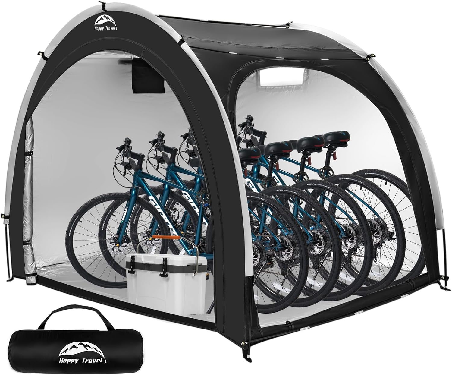 Detalle de HAPPY TRAVEL XXL for 4 or 5 Bikes-Black Bike Storage Tent, 210D Oxford, UPF 50+