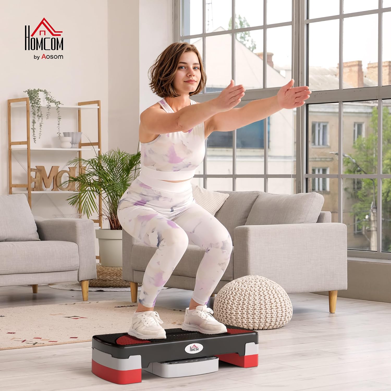 Detalle 2 de HOMCOM A90-077V60BK aerobic stepper met antislipvlak, 3 hoogtes