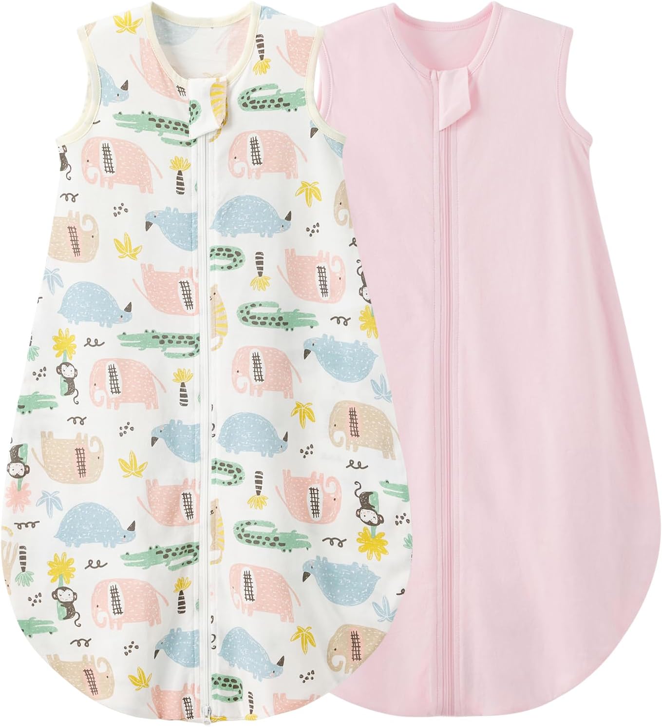 Imagen de LULUMONKEY Baby Summer Sleeping Bag 2 Pack, 0.5 TOG – Cotton Wearable Blanket for 0-6 Months en OfertitasTOP