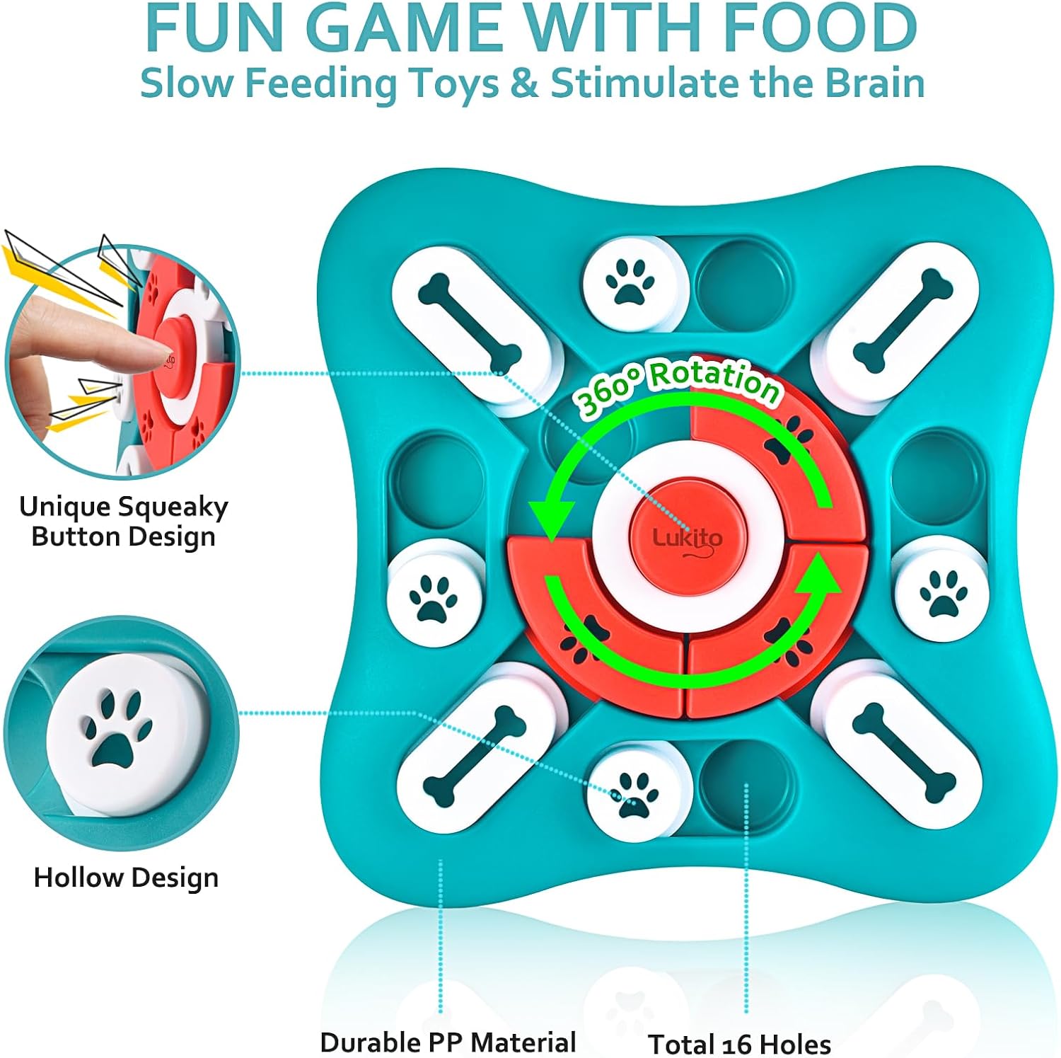 Detalle de LUKITO Dog Puzzle Toy slow feeder