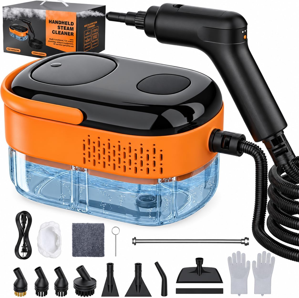 Detalle de Koutop Steam Cleaner for Home & Car Portable Handheld Steamer with 3-Level Handle, 15s Heat-Up, 16 Accessories