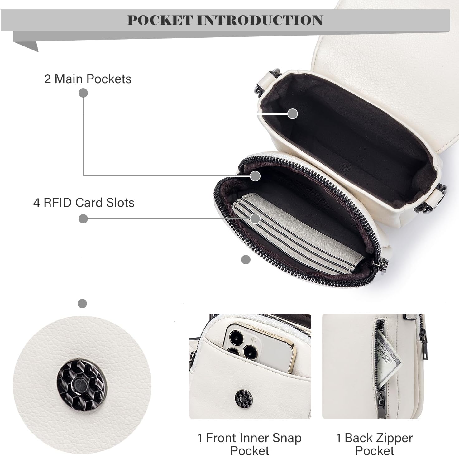 Thumbnail 5 de MUIIKOLA Handytasche zum Umhängen mit RFID-Schutz, Geldbörse & breitem Gurt