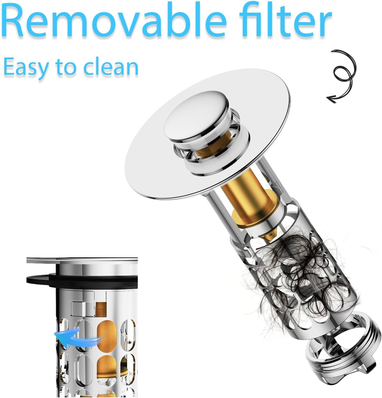 Thumbnail 3 de KIENG Sink Plug: Universal Pop Up Replacement with Bounce Core for 27–40mm Drains