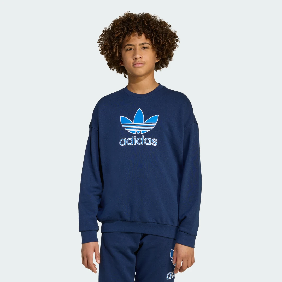 Detalle de Sudadera cuello redondo Trefoil (Adolescentes) de Adidas, azul