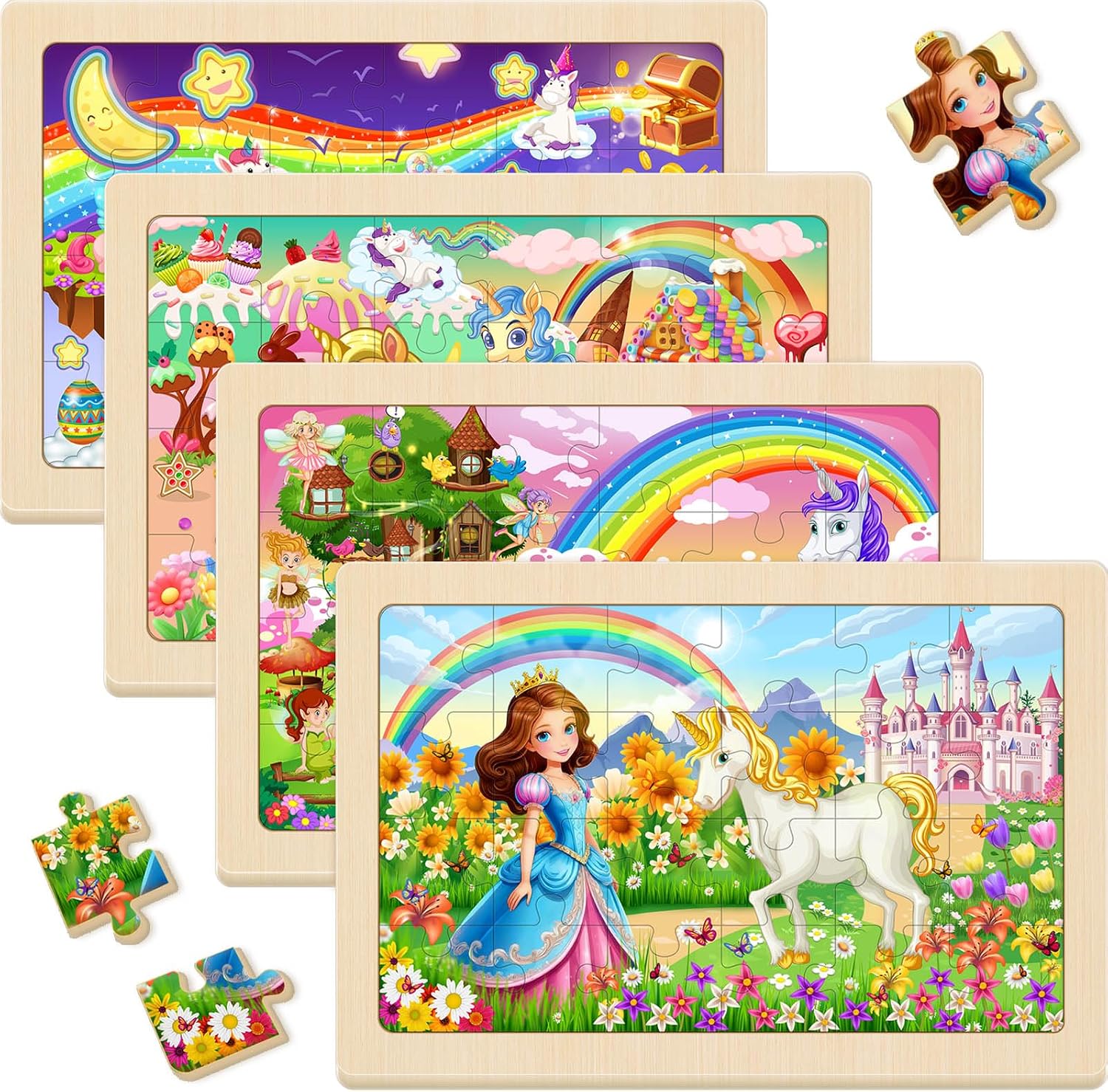 Detalle de WaaLod Wooden Puzzles, 24-Piece Set