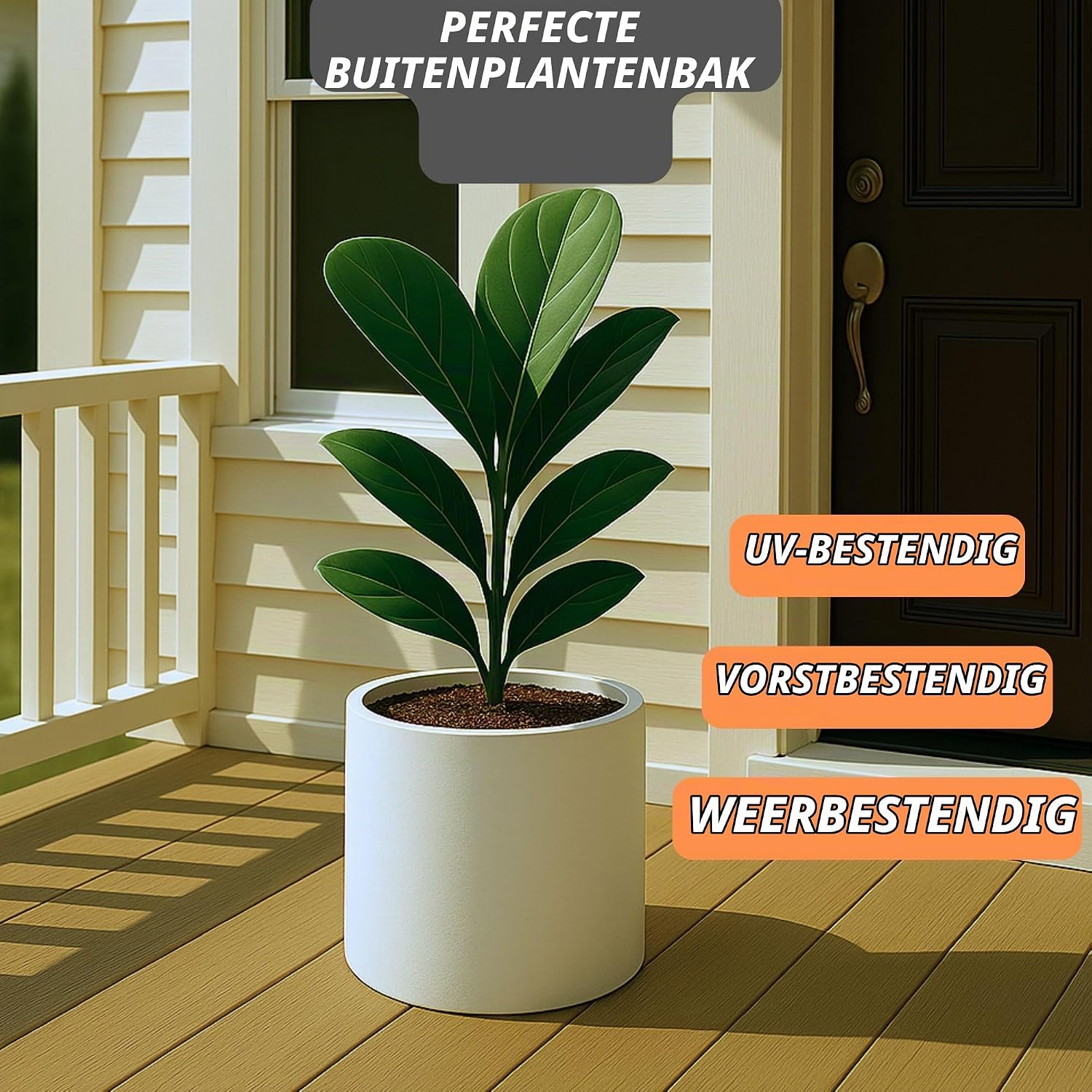 Thumbnail 4 de Fox & Fern 8719689959029 plantenpot van fiberstone, mat wit, UV- en vorstbestendig