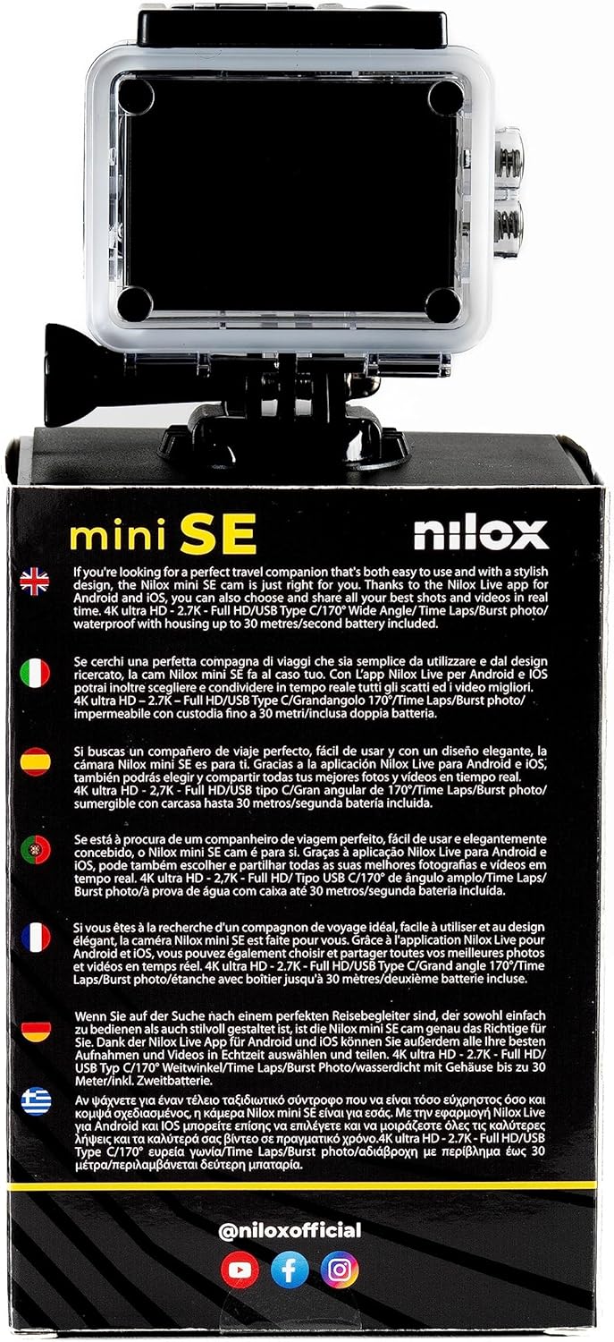 Thumbnail 5 de Nilox Action Cam Mini-SE 4K WiFi con custodia impermeabile fino a 30 m, schermo 2” e 64 GB