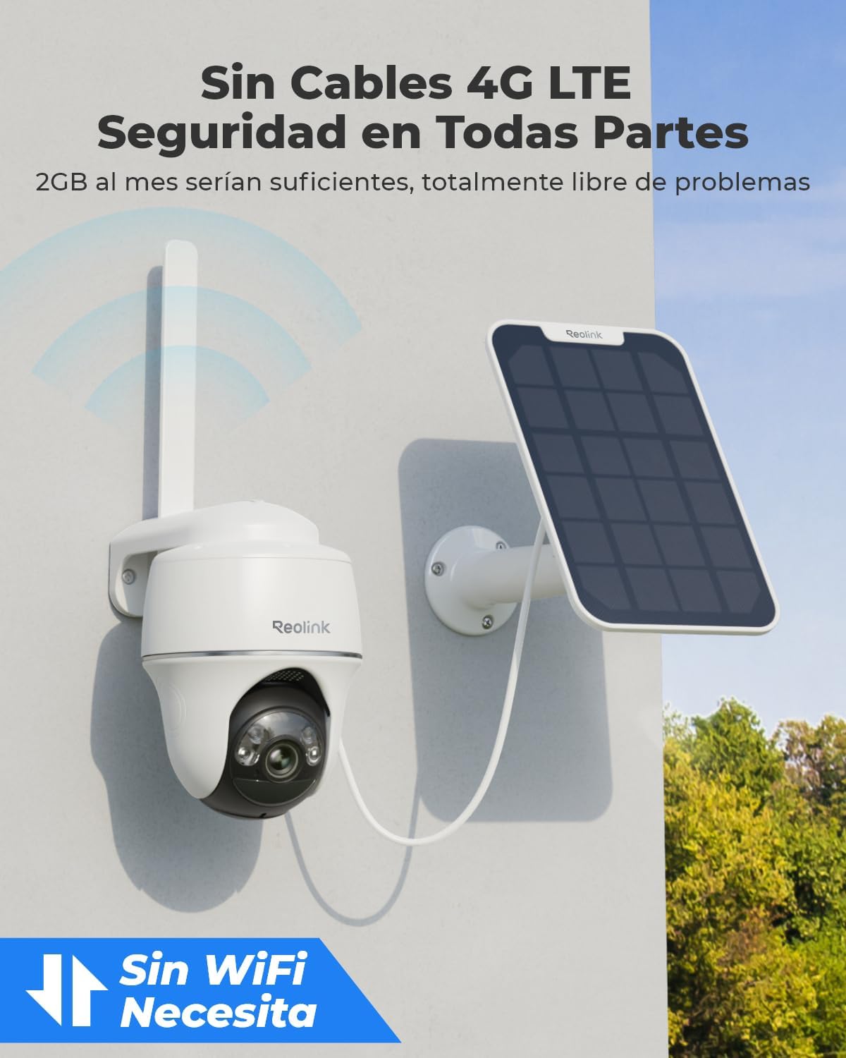 Detalle 2 de Reolink 3G/4G LTE Cámara Vigilancia Exterior Solar 5MP