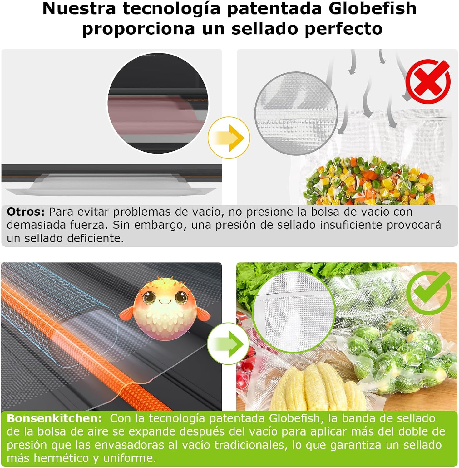 Detalle 2 de Bonsenkitchen Envasadora al Vacío Potente 4 bombas