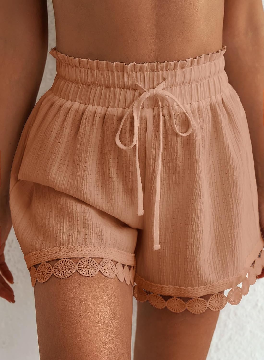 Detalle 2 de Dokotoo Women’s Shorts: Summer Casual Loose Elastic Waist Drawstring Lace Boho Beach Cover Up Shorts