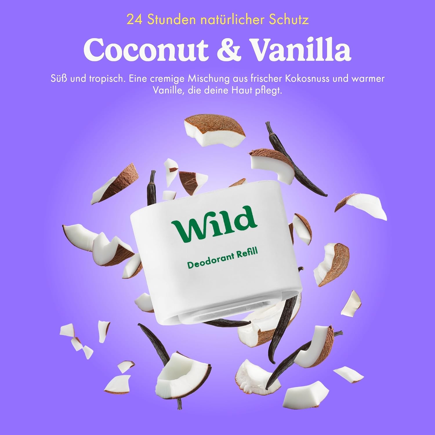 Thumbnail 4 de Wild Nachfüllbares Deo – Coconut & Vanilla 3er-Pack (40 g × 3) – vegan, aluminium Salzfrei, plastikfrei, lang anhaltender Schutz