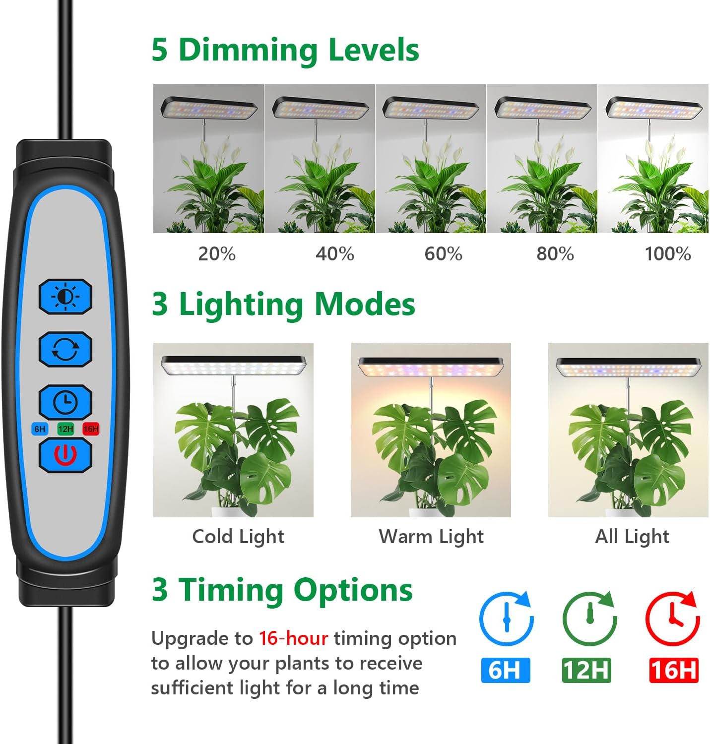Detalle 2 de Aumtrly BL-J10A LED Grow Light, Full Spectrum with Adjustable Height