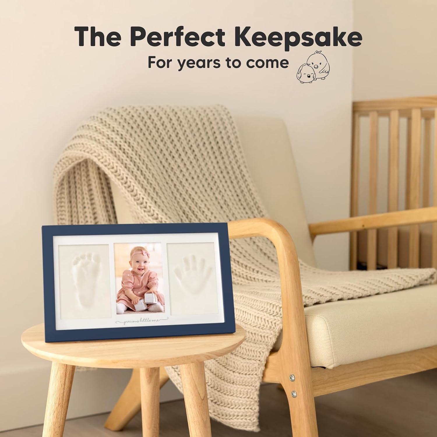 Detalle de KeaBabies Baby Hand and Footprint Kit - Clay Keepsake Frame in Midnight Blue