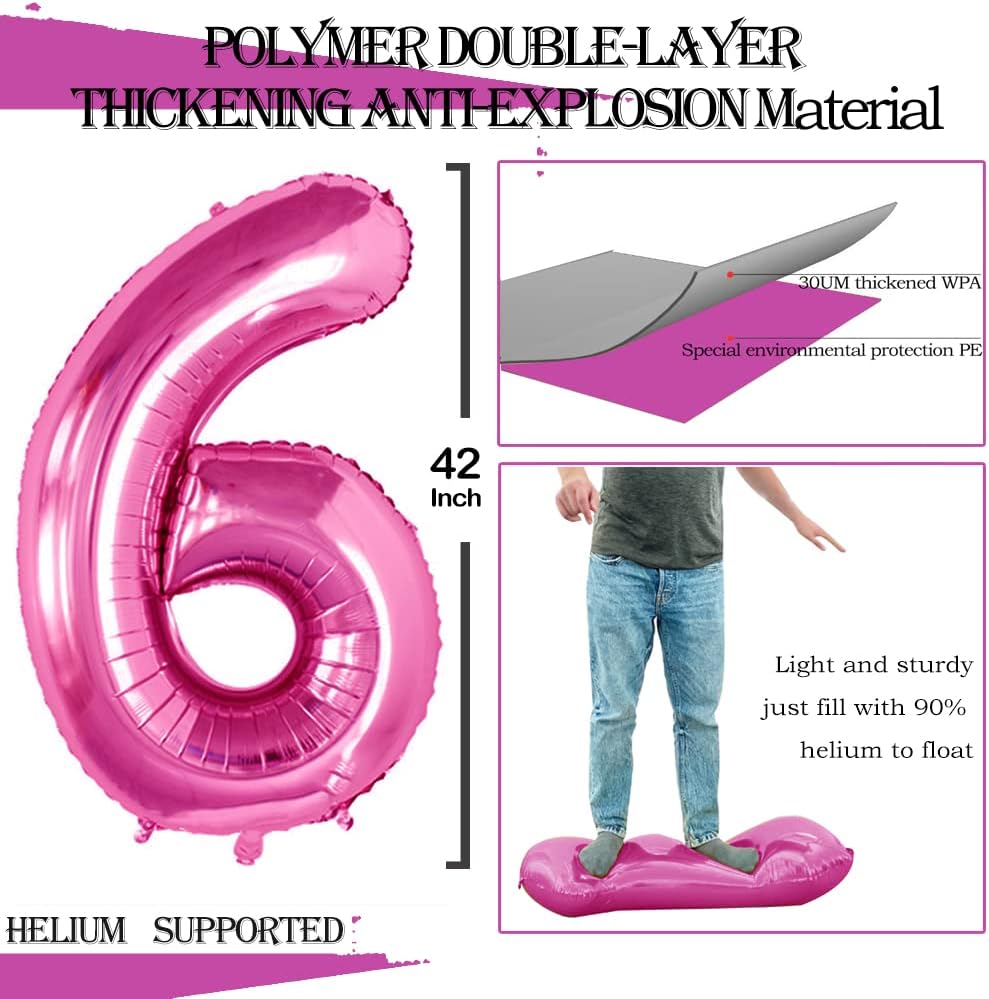 Detalle de GOER 42-Inch Number 26/62 Foil Birthday Balloons, Hot Pink, Reusable