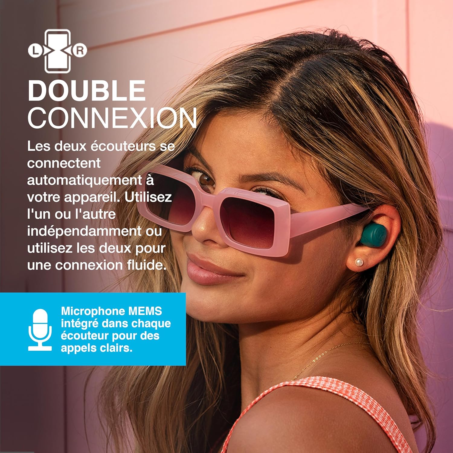 Thumbnail 4 de JLab Go Air Pop+ – Écouteurs Bluetooth intra-auriculaires sans fil avec micro, EQ3 et boîtier de charge (Sarcelle)