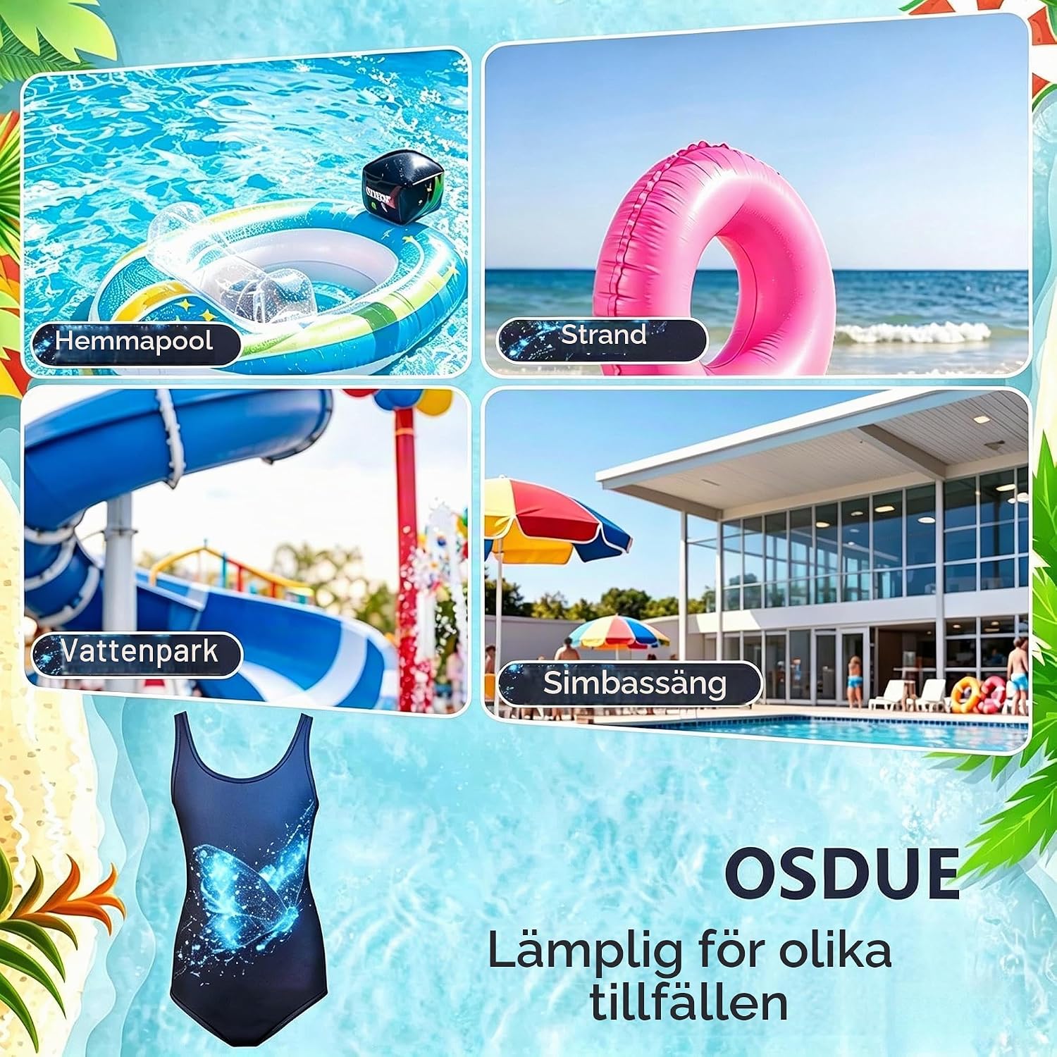 Thumbnail 6 de OSDUE flickbaddräkt i ett stycke, 80 % nylon och 20 % elastan