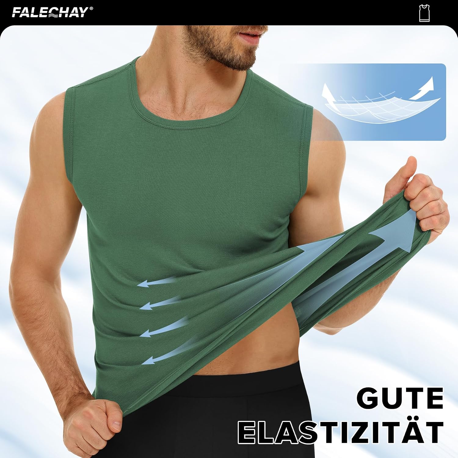 Detalle de Falechay Canotta da Uomo 3 Pezzi in 100% Cotone – Design senza etichette