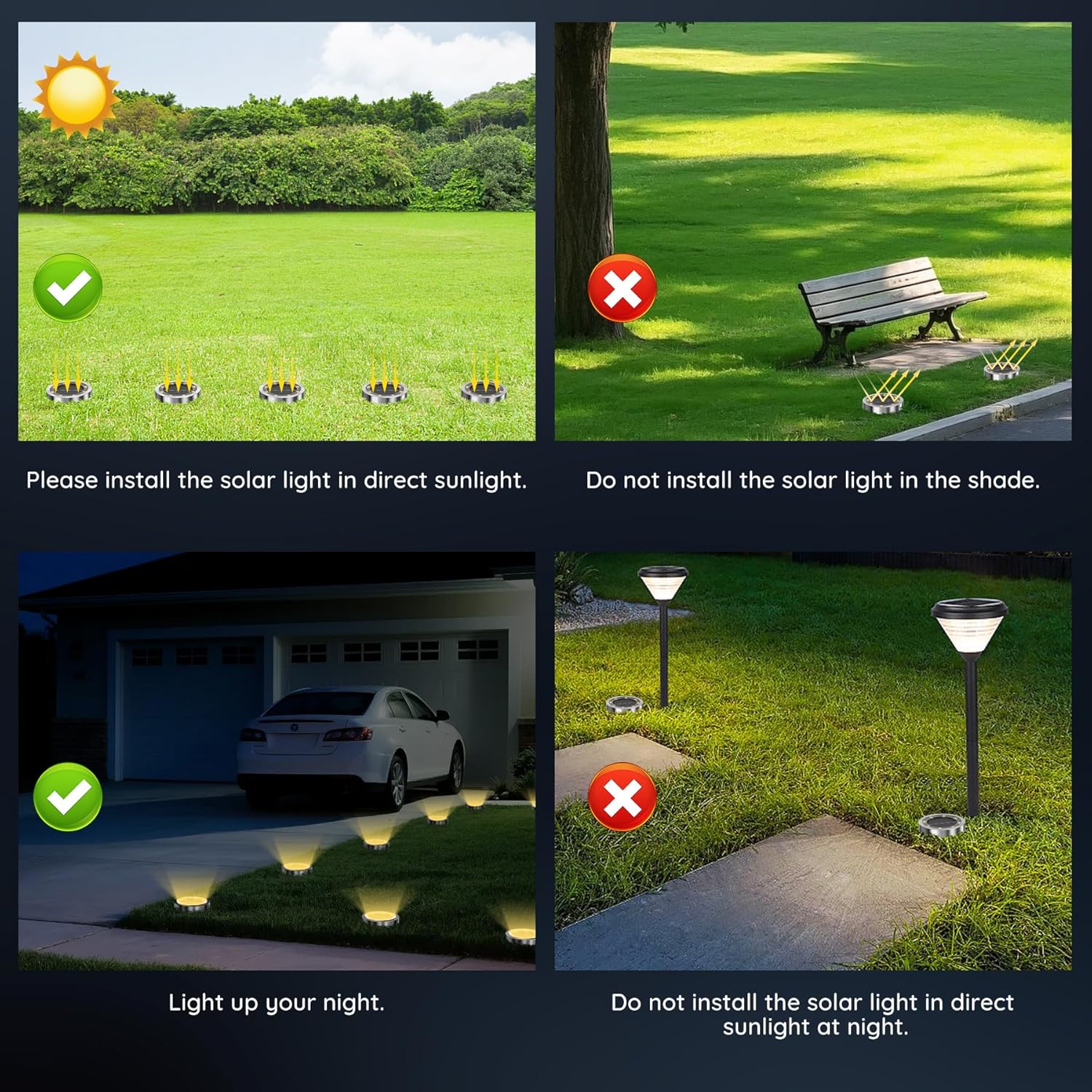 Thumbnail 3 de Dankeled 12er-Set Solar-Bodenleuchten außen (8 warmweiße LEDs) – IP65, Edelstahl/Kunststoff