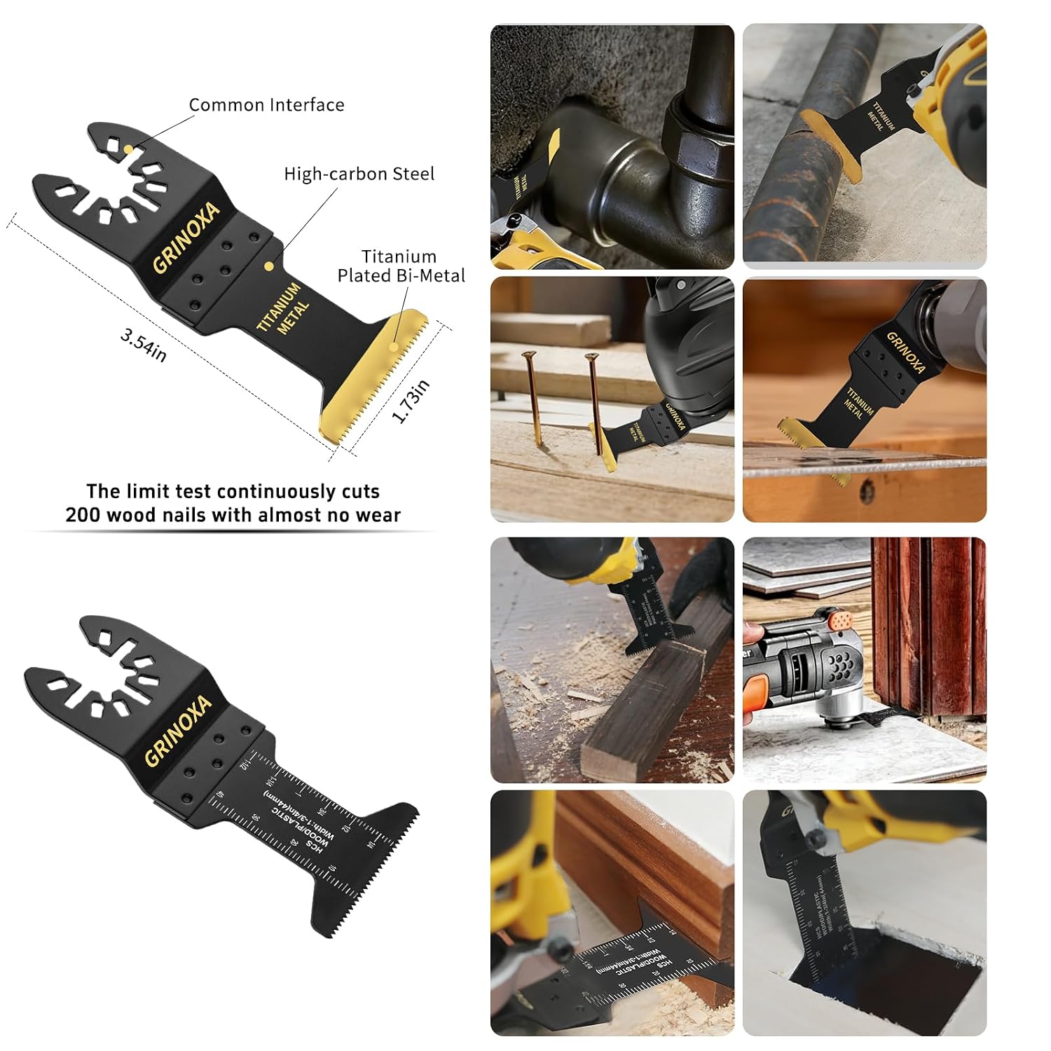 Thumbnail 4 de GRINOXA 200-Piece Oscillating Saw Blade Kit, 44mm HCS and Titanium Blades