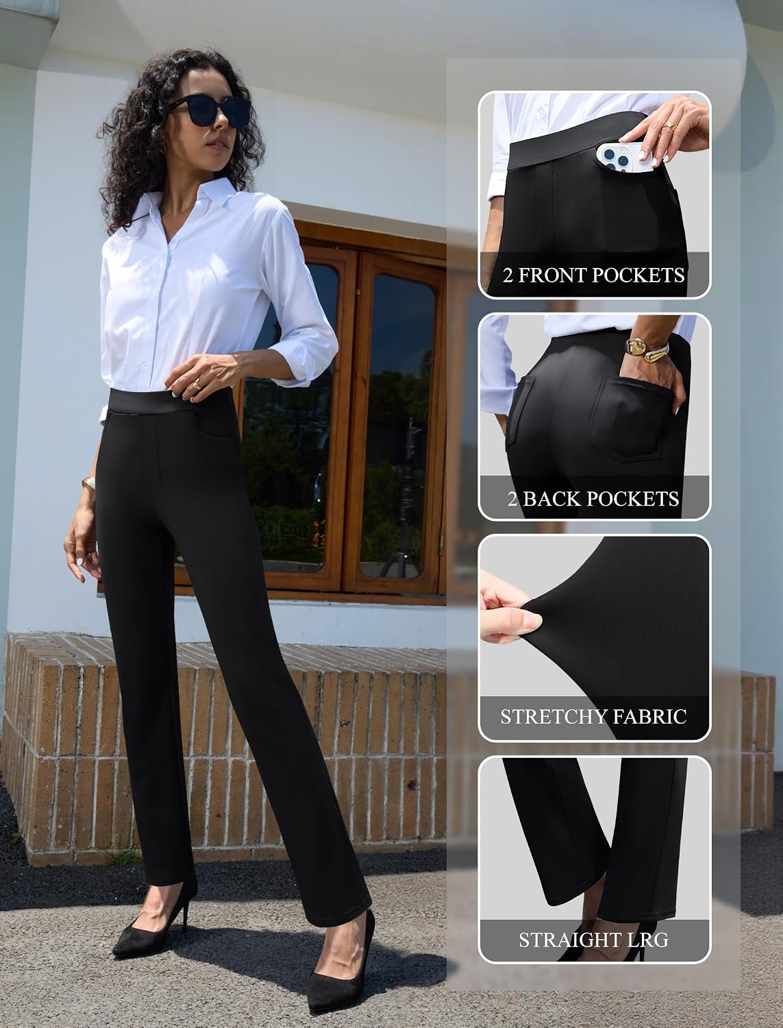 Thumbnail 4 de Keriffe Women's Stretchy Yoga Dress Pants, 4 Pockets