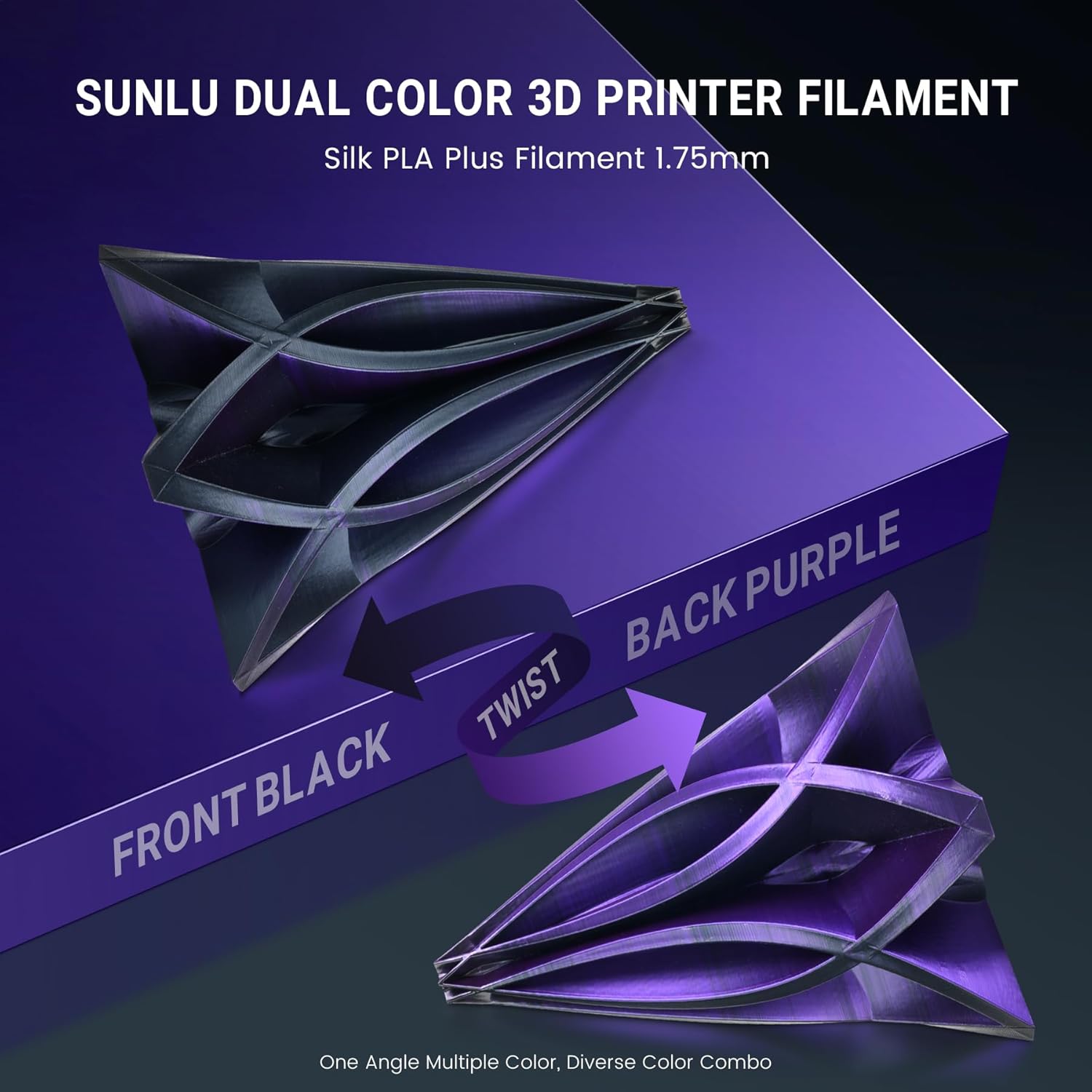 Detalle 2 de SUNLU Silk PLA Plus 3D Filamento 🌈 Doble Color 1.75mm 1kg