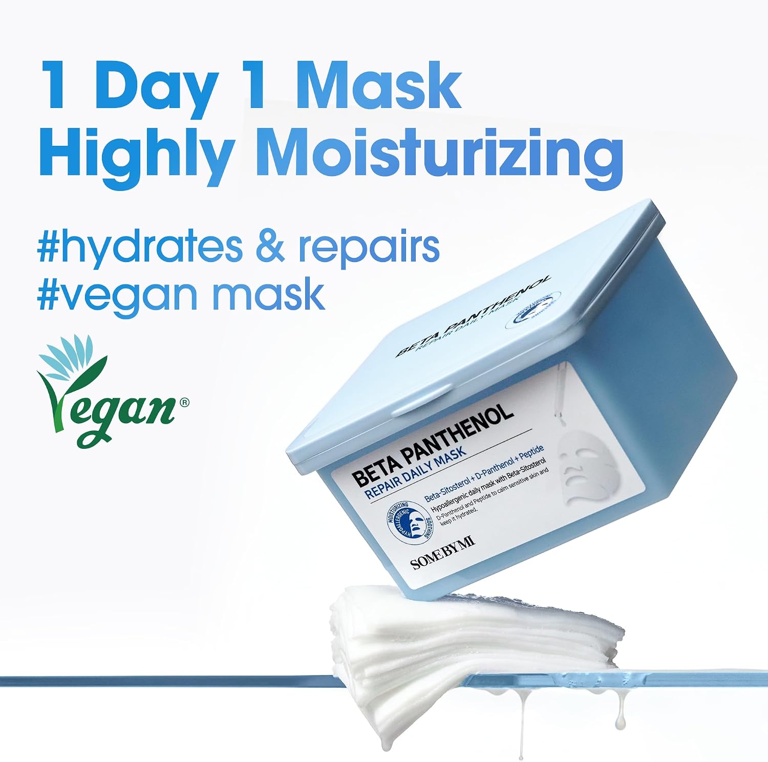 Thumbnail 1 de SOME BY MI Beta-Panthenol Repair Daily Mask – Maschera viso vegana quotidiana, 30 maschere (335 g)