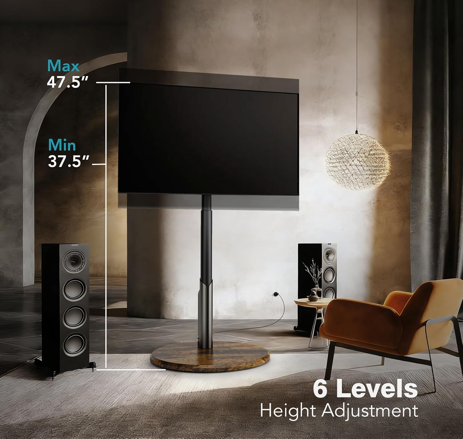 Detalle de LLDEPLL Mobile TV Stand with Power Outlet for 27–65 Inch TVs