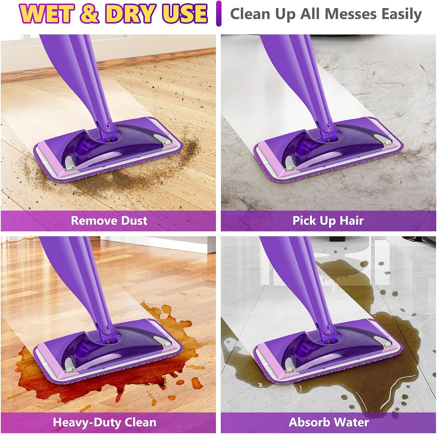 Detalle de UMAYCOOL XZB-001 Reusable Microfibre Mop Pads, 6-Pack, Machine Washable