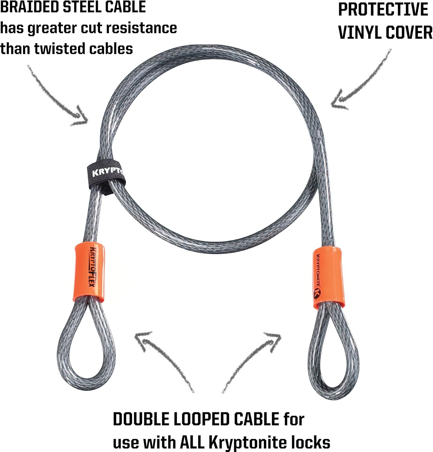Detalle de Kryptonite KryptoFlex Security Cable braided steel bike lock cable with looped ends
