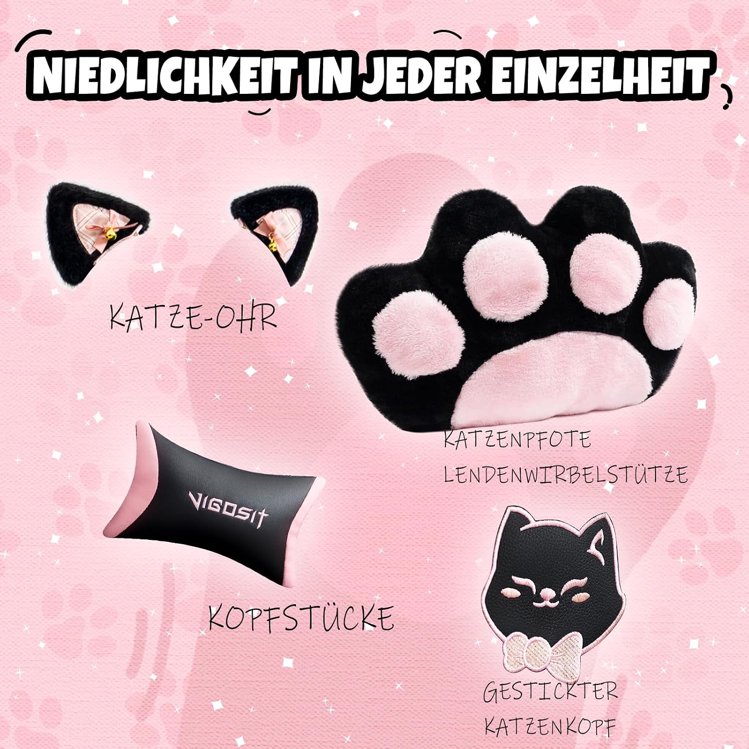 Detalle 2 de Vigosit Katzenpfoten Gaming Stuhl