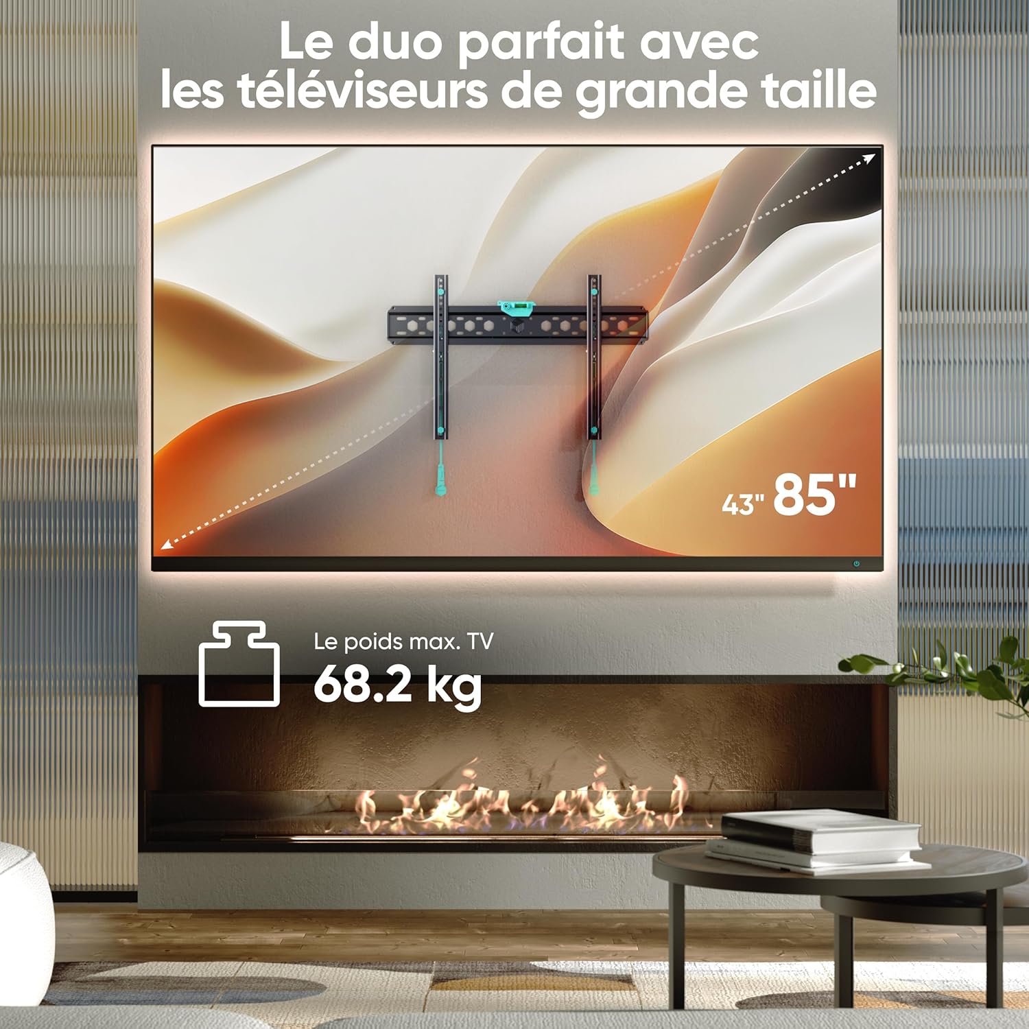 Thumbnail 1 de ONKRON Support mural TV fixe FM6-B 43–85 pouces (VESA 75x75 à 600x400) noir