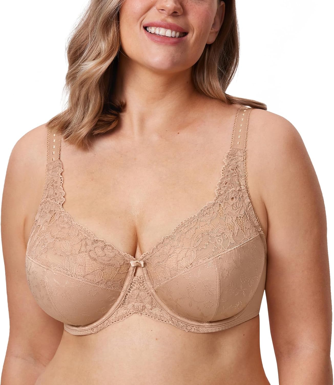 Detalle de DELIMIRA Femme soutien-gorge grande taille minimiseur avec armatures et dentelle non rembourré
