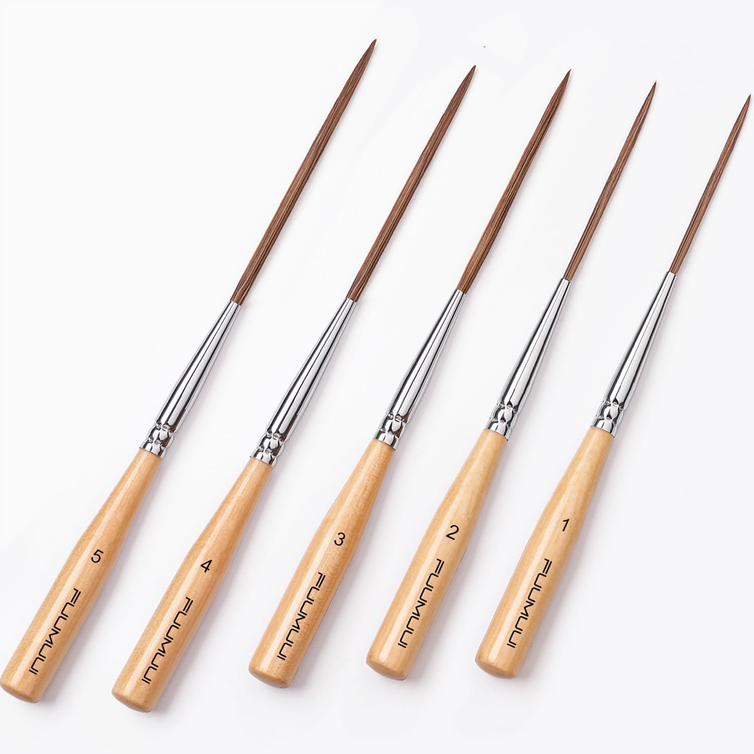 Detalle de Fuumuui 3PCS Long Liner Brush – Natural Ox Hair, UK Design Patent, for Watercolour to Acrylics