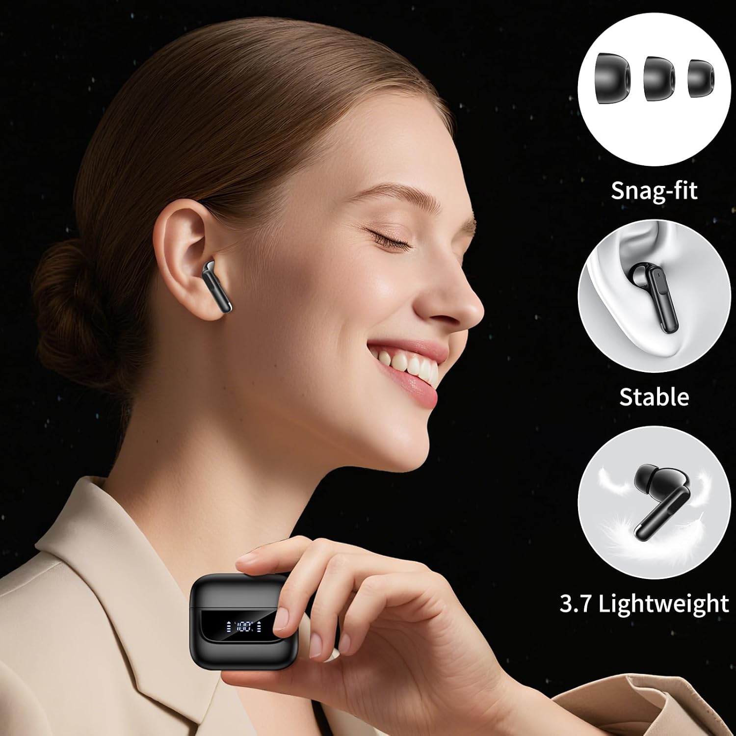 Thumbnail 6 de Wireless Earbuds with Bluetooth 5.4 — HiFi Stereo, 6 MEMS Mics, 48H Playtime, IPX7, UK Version