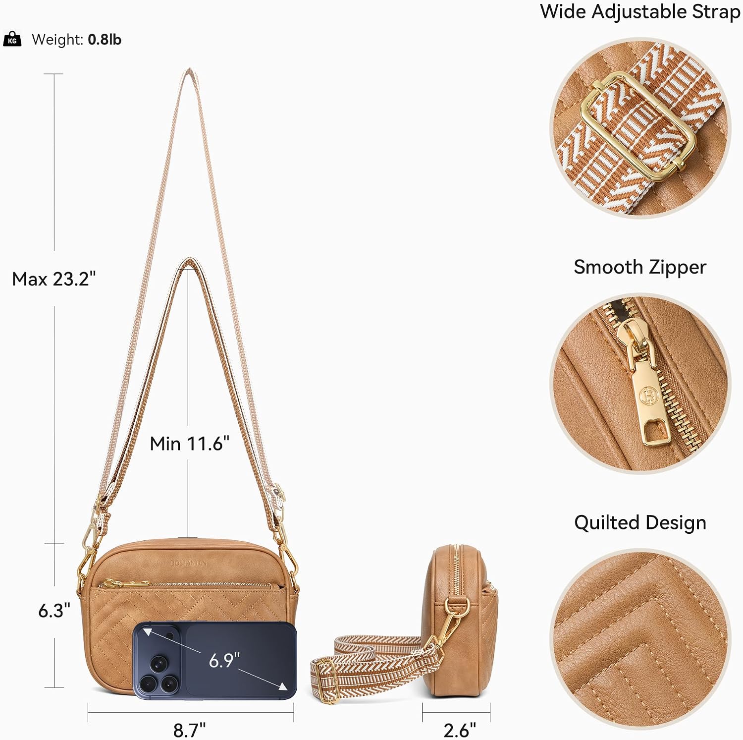 Detalle 1 de BOSTANTEN Quilted Crossbody Bag Vegan Leather