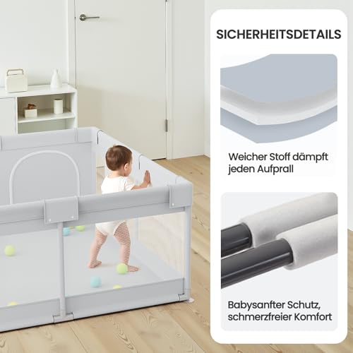 Detalle 2 de Julrrimg Petit Parc Bébé Gris 120×120 cm – Parc Enfant et Parc de Jeu