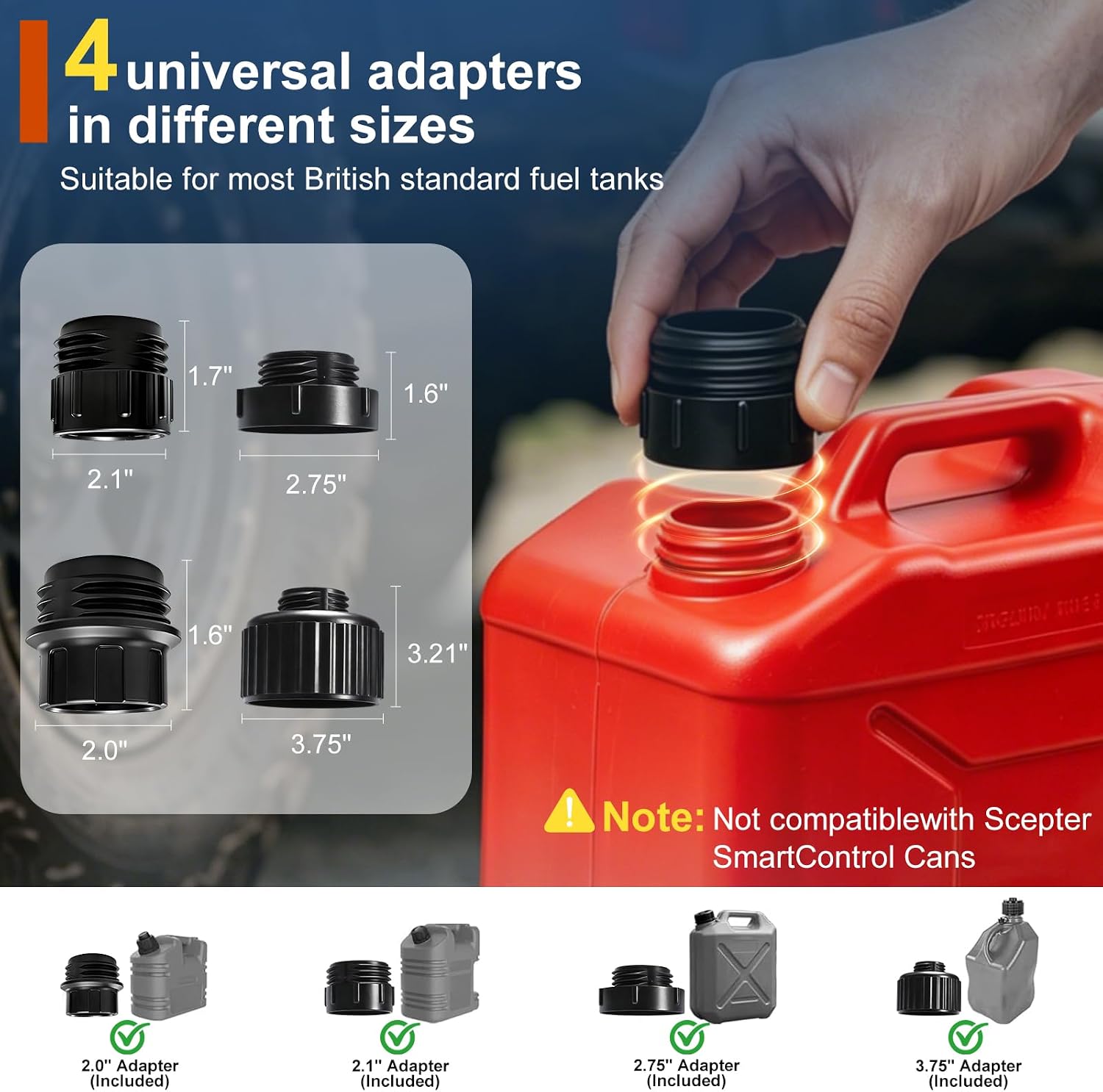 Thumbnail 4 de 5.5 GPM Cordless Fuel Transfer Pump with Auto Shut-Off & Beep Alert (Bare Tool) — 57" Hose, 4 Adapters, 20V/18V Battery Compatibility