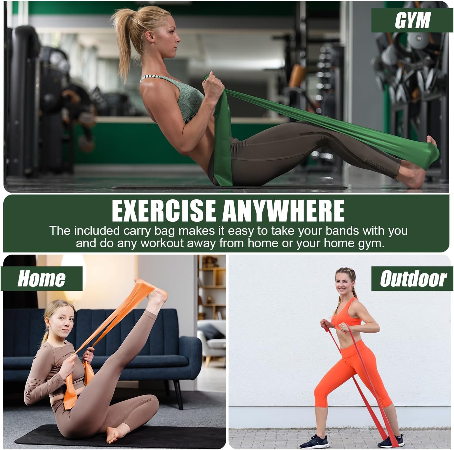 Thumbnail 4 de Potok 4er-Set Fitnessbänder mit 4 Widerstandsstufen – 1,5 m, inkl. Tragetasche