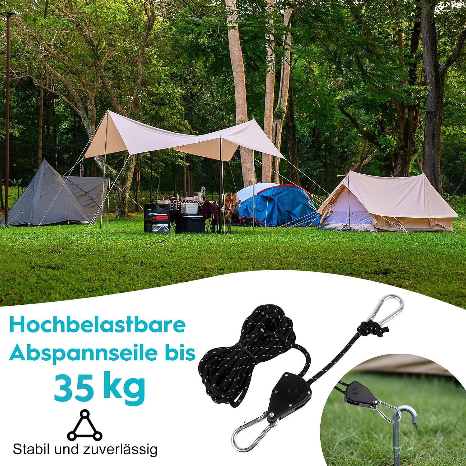 Thumbnail 1 de QZYIPI QZ-RA08 reflecterende scheerlijnen, 8 stuks van 4 m met spanners
