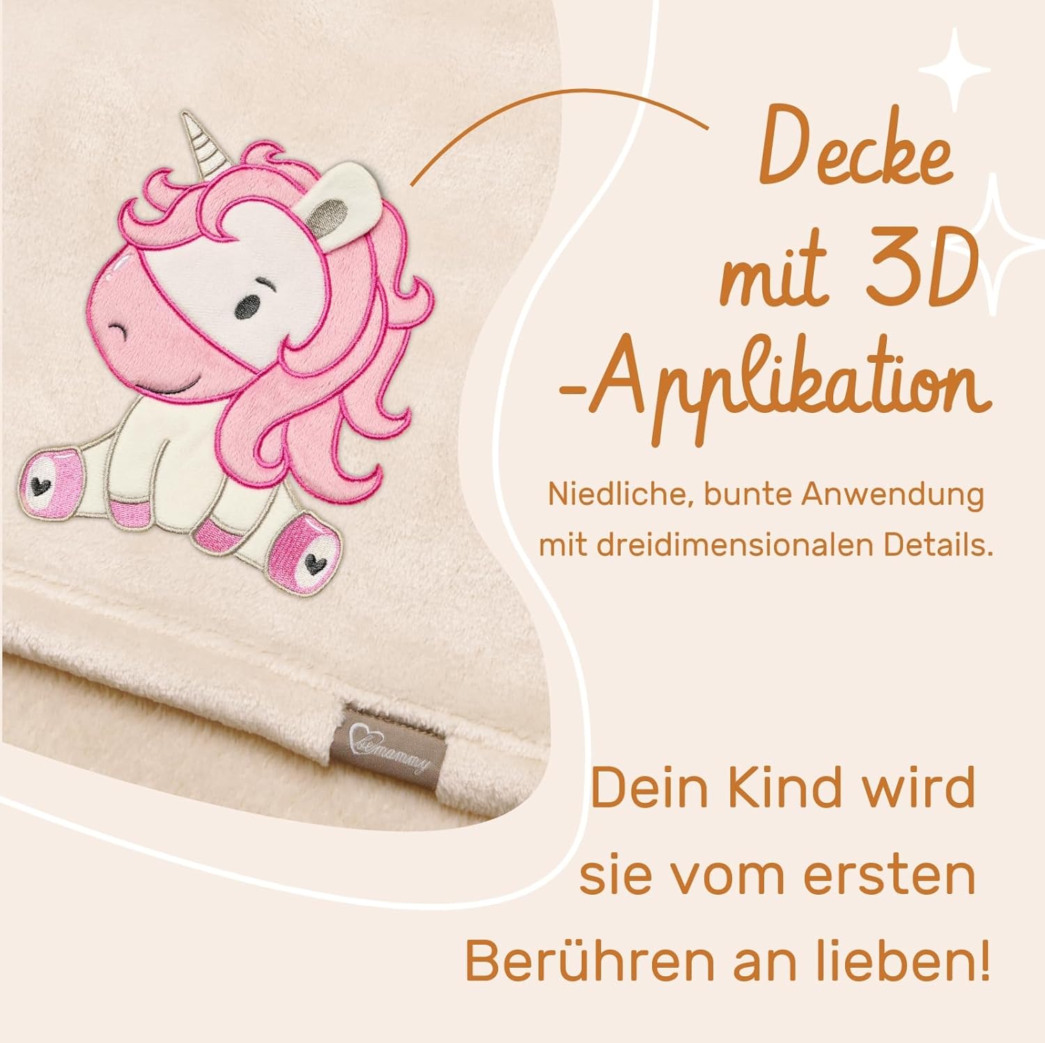 Thumbnail 4 de Be Mammy Warme Kuscheldecke Babydecke BE20-168 (Beige – Einhorn)
