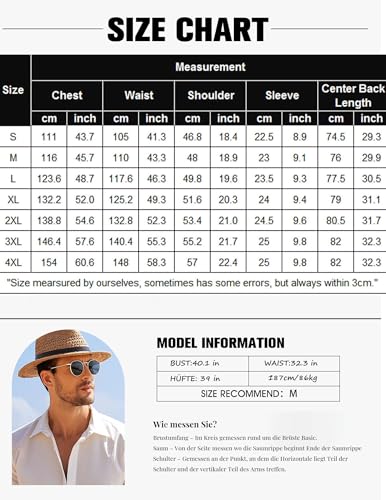 Thumbnail 5 de COOFANDY Camisa de Lino para Hombre, Manga Corta, Azul Intenso, Talla M