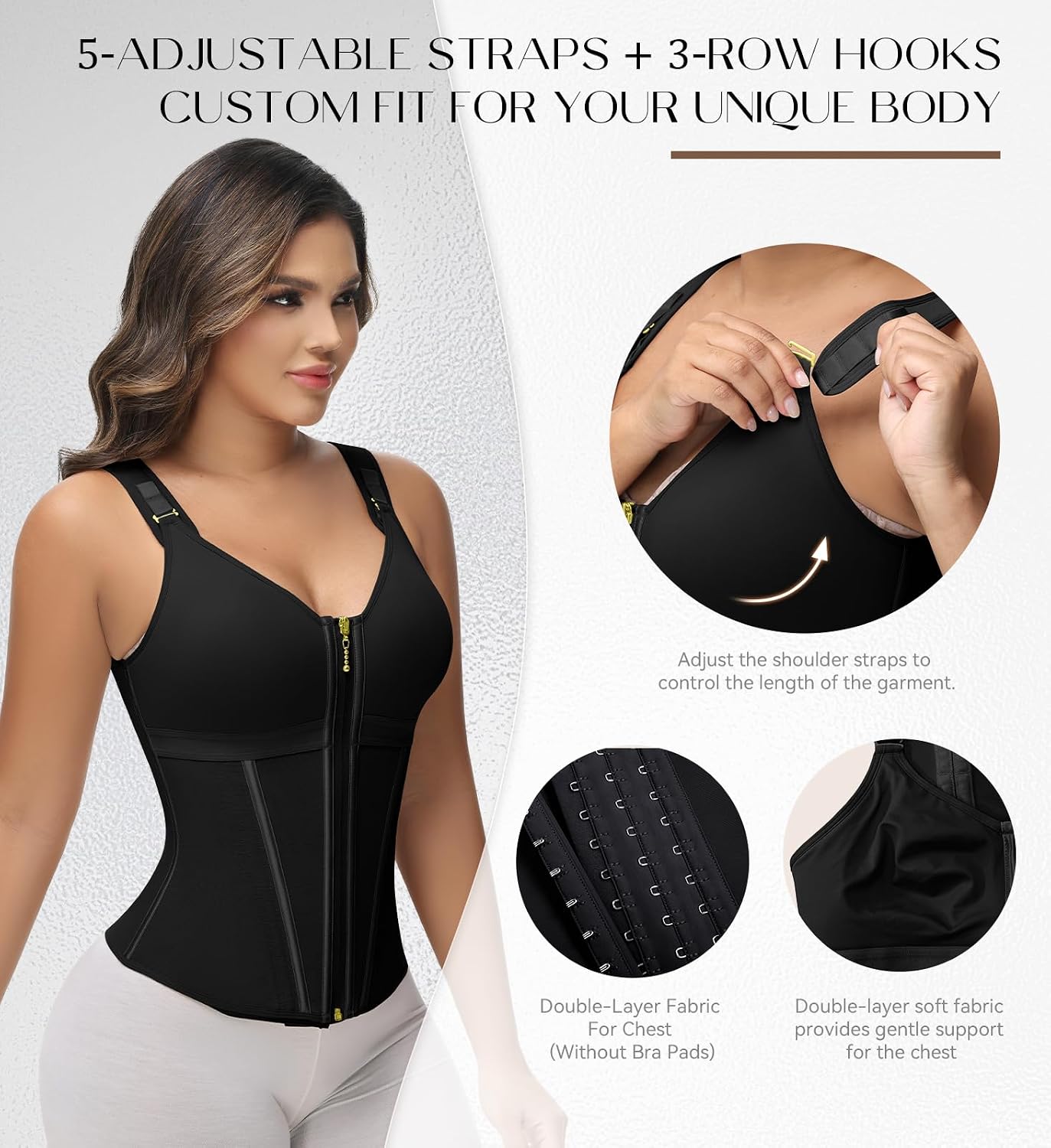 Thumbnail 3 de SHAPSHE Waist Trainer Corset for Women with Tummy Control, Zipper & Hooks