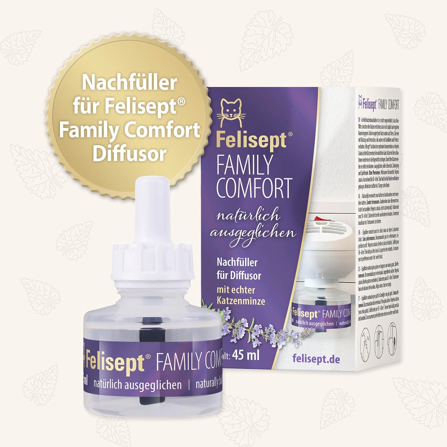 Detalle de Felisept Family Comfort Nachfüllpack 45 ml – Beruhigung mit Katzenminze für Mehrkatzenhaushalte