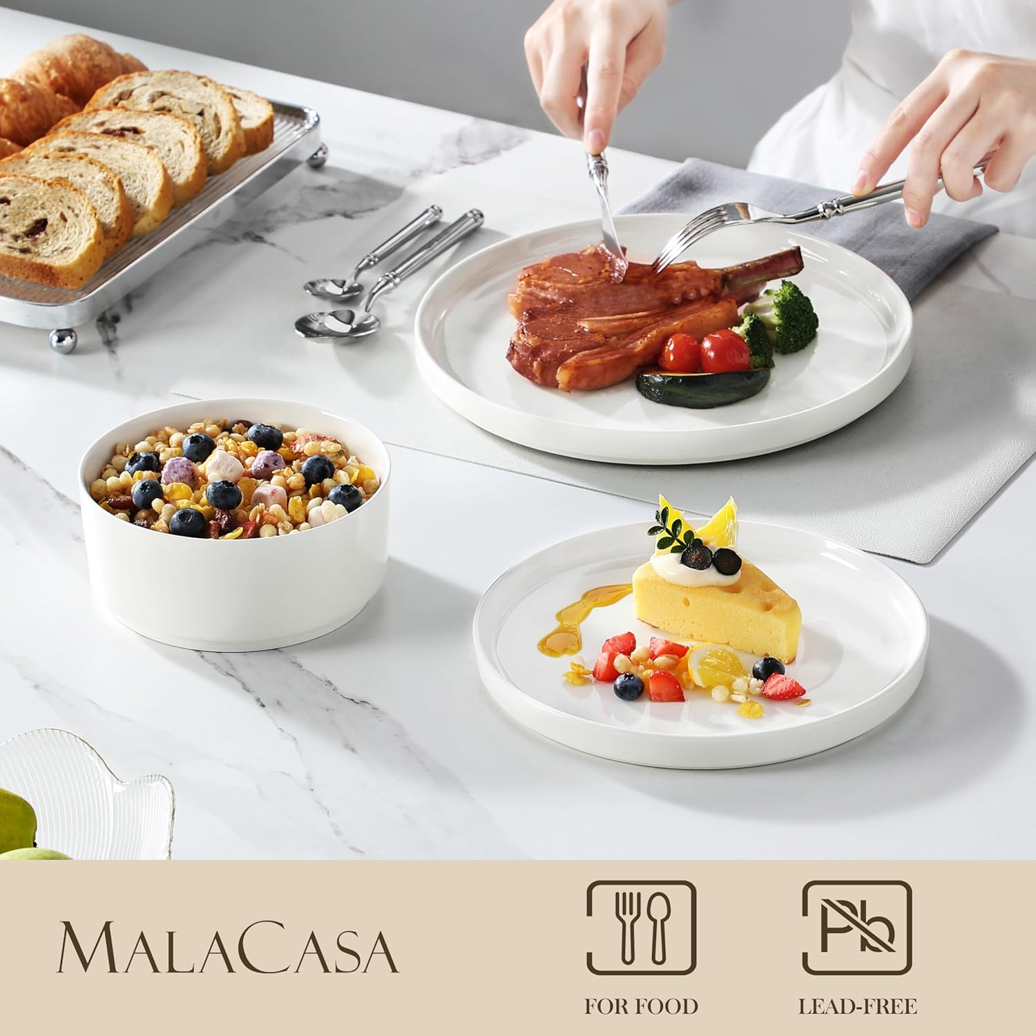 Thumbnail 2 de MALACASA Leah 12 Pieces Porcelain Dinnerware Set for 4